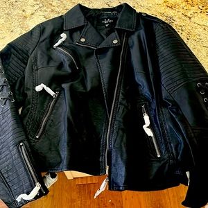 Boutique faux leather moto jacket.